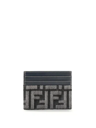 Fendi Embroidered Denim Card Holder