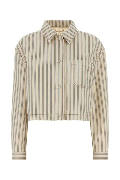 Fendi Embroidered Denim Jacket In Neutral