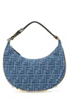 FENDI EMBROIDERED DENIM SMALL GRAPHY HANDBAG