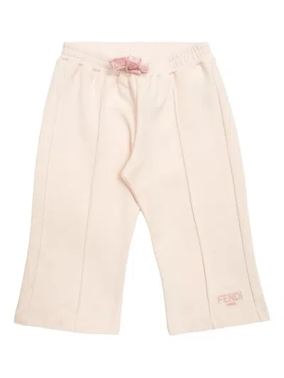 Fendi Babies' Embroidered Drawstring Track Pants In Pink