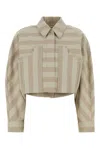 Fendi Striped Cropped Drill Jacket Front Pockets In Neutral