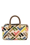 Fendi Mini Handbag Geometric Pattern Top Handle Gold-tone Hardware In Grezzomlcgiandos