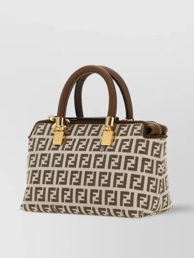 Fendi Embroidered Fabric Mini Handbag In Brown