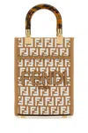 Fendi Raffia Mini Bag With White Tapestry Fabric Ff Motif In Natbcomielescos