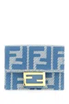 Fendi Micro Trifold Baguette Wallets And Card Holders Light Blue In Denim