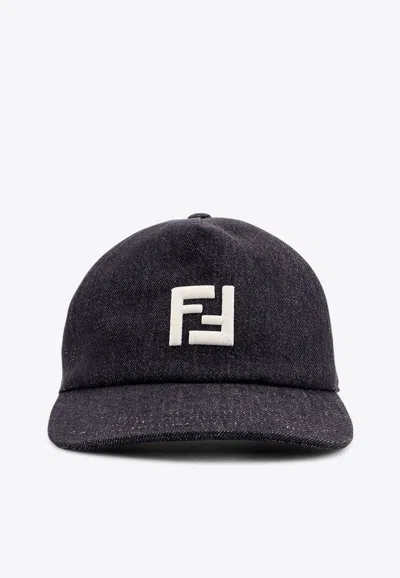 FENDI EMBROIDERED FF DENIM BASEBALL CAP