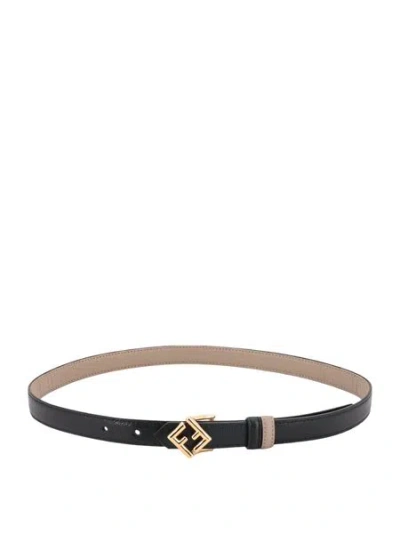 Fendi Embroidered Ff Diamond Belt. In Black