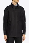 Fendi Embroidered Ff Long-sleeved Denim Jacket In Black
