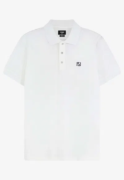 Fendi Embroidered Ff Selleria Polo T-shirt In White