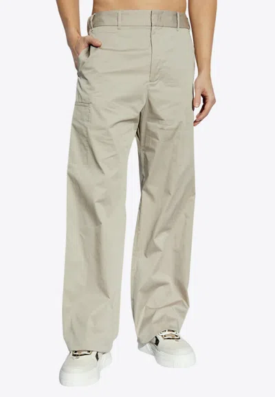Fendi Embroidered Ff Straight-leg Chino Pants