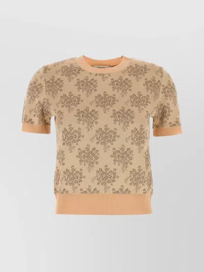 Fendi Embroidered Floral Pattern Viscose Sweater In Neutral