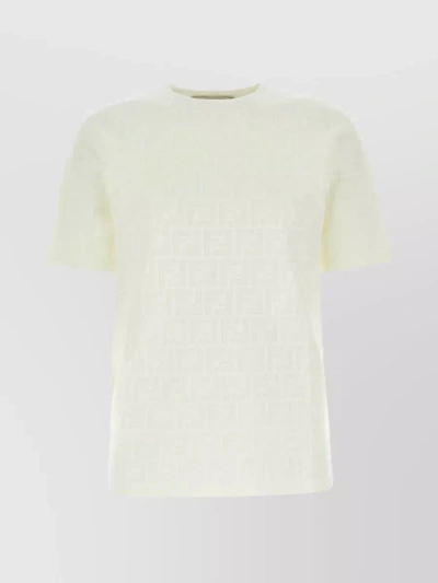 Fendi Embroidered Geometric Viscose T-shirt In Pastel