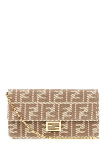 Fendi Embroidered Jacquard Baguette Wallet In Dove