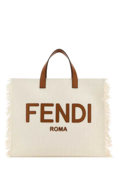 Fendi Embroidered Jacquard Ff Shopper Shopping Bag In Multicolor