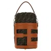 Fendi Embroidered Jacquard Leather Bucket Bag In Brown