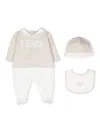 Fendi Embroidered-logo Babygrow Set In Neutrals