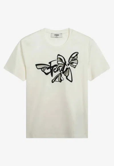 Fendi Embroidered Logo Butterfly T-shirt In Multi
