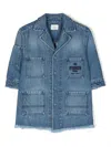Fendi Embroidered-logo Buttoned Denim Coat In Blue