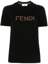 FENDI FENDI EMBROIDERED LOGO COTTON T SHIRT