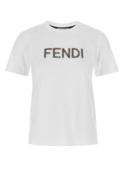 Fendi White Cotton T-shirt