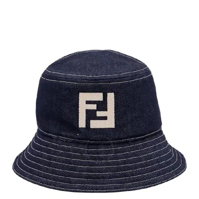 Fendi Embroidered Logo Denim Bucket Hat