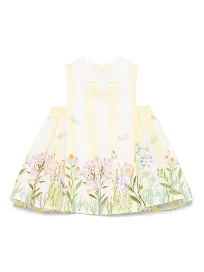 Fendi Babies' Embroidered-logo Dress In Yellow