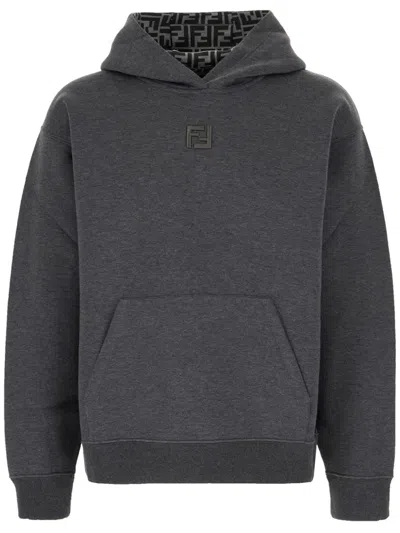 FENDI EMBROIDERED-LOGO HOODIE