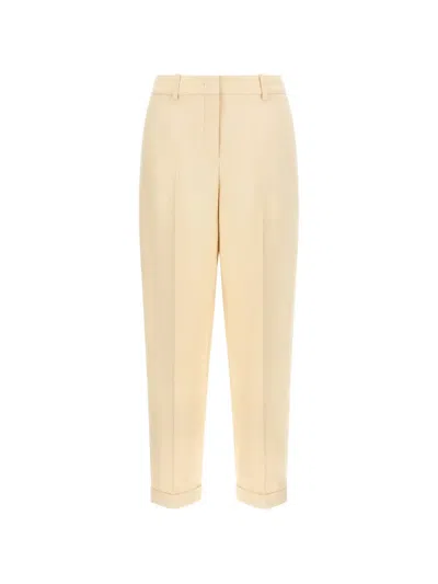 Fendi Embroidered-logo Pleated Trousers In Gray