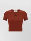 Fendi Embroidered Logo Short Sleeve Top In Red