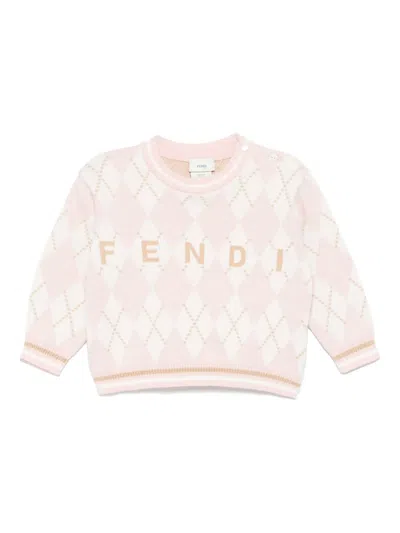 Fendi Babies' Embroidered-logo Sweater In Pink