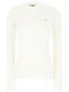 Fendi Slim Fit Ribbed Sweater Knitwear White In White