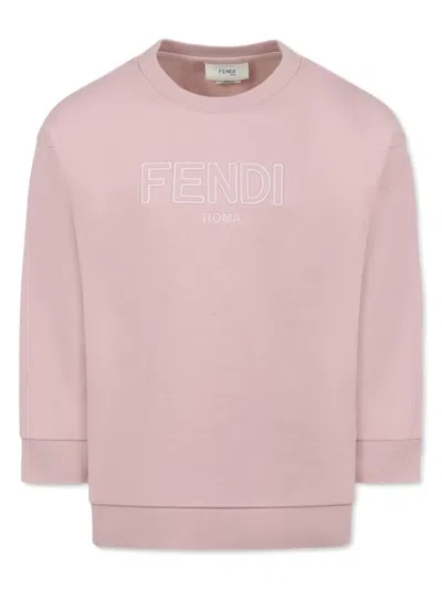 Fendi Kids' Embroidered-logo Sweatshirt In Pink
