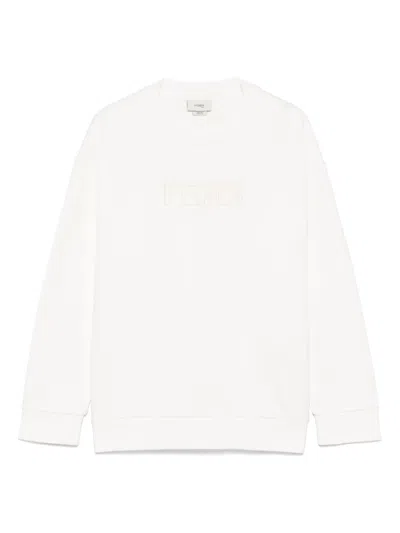 Fendi Kids' Embroidered-logo Sweatshirt In White