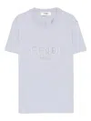 Fendi Embroidered-logo T-shirt In Gray