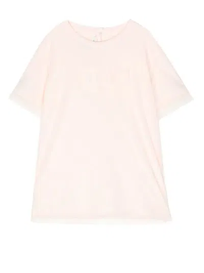 Fendi Kids' Embroidered-logo T-shirt In Pink