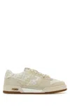 Fendi Match Ff Jacquard And Leather Sneakers In Neutral