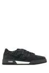 Fendi Low-top Round Toe Rubber Sole Sneakers In Black