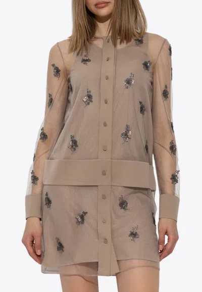 Fendi Embroidered Mini Tulle Dress