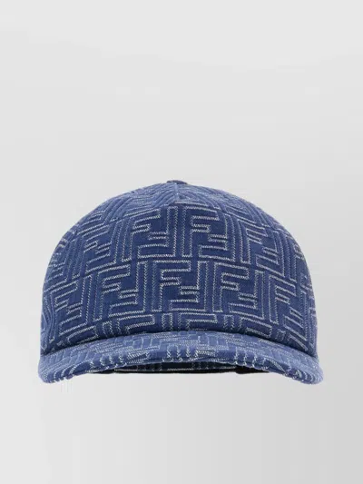 Fendi Embroidered Pattern Cotton Baseball Cap In Blue