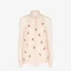 Fendi Women Georgette Top With Rhinestones And Sequins Embroidery In Multi