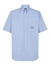 Fendi Embroidered-pocket Short-sleeve Shirt In Blue