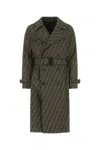 FENDI EMBROIDERED POLYESTER BLEND TRENCH COAT