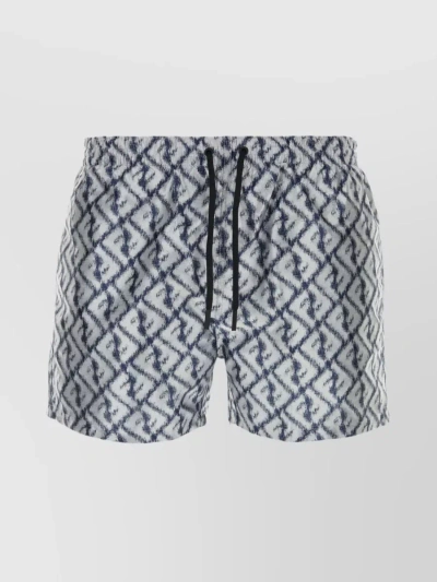 Fendi Embroidered Polyester Swim Shorts In Pastel