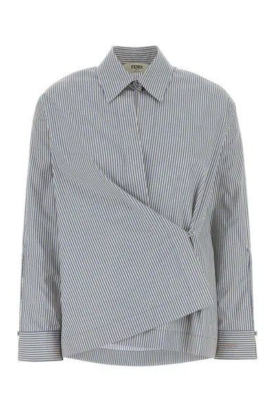Fendi Embroidered Poplin Shirt In Multi