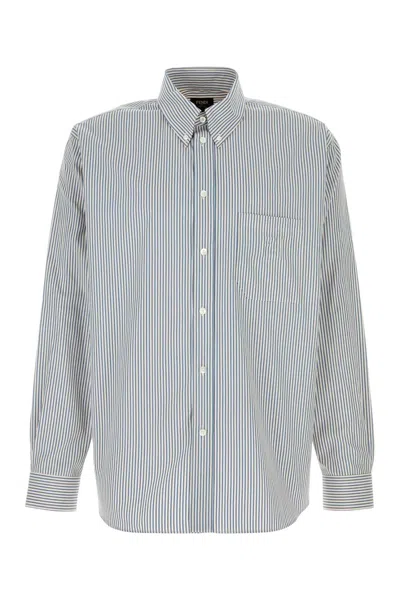 Fendi Embroidered Poplin Shirt With Striped Detail In Multi