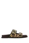 Fendi Slide Sandals With Patterned Woven Upper In Gianduianaturale