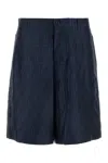 Fendi Silk Ff Patterned Belt Loop Shorts In Blue