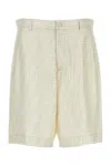 Fendi Embroidered Silk Bermuda Shorts In White