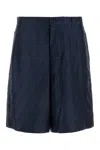 Fendi Silk Ff Patterned Belt Loop Shorts In Blue