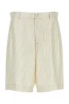 Fendi Embroidered Pattern Silk Bermuda Shorts In Naturalenaturale